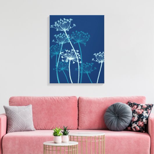 Grafische moderne bloem kervel canvas print (Insitu (Woonkamer))