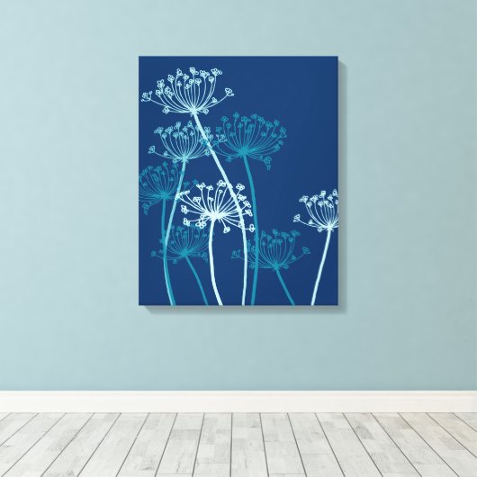 Grafische moderne bloem kervel canvas print (Insitu (Houten vloer))