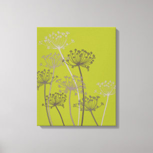 Grafische moderne bloem kervel groene canvas print