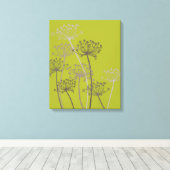 Grafische moderne bloem kervel groene canvas print (Insitu (Houten vloer))