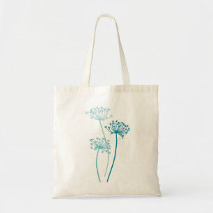 Grafische moderne bloem koeien peterselie blauwgro tote bag