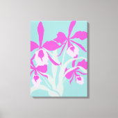 Grafische moderne bloem paarse orchidee canvas afdruk (Voorkant)