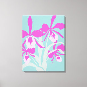 Grafische moderne bloem paarse orchidee canvas afdruk
