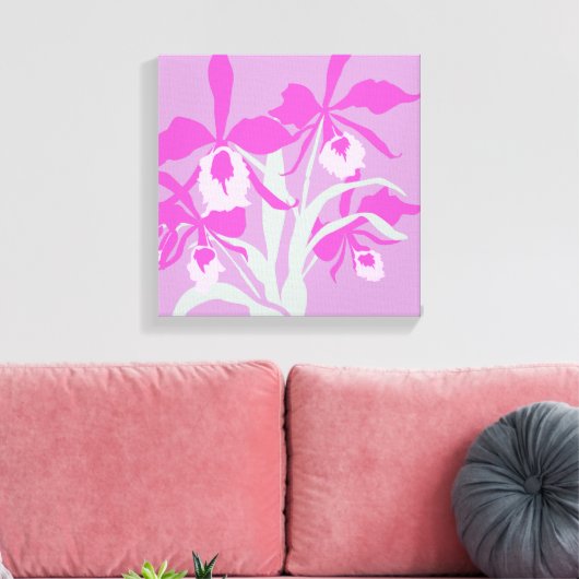 Grafische moderne bloem paarse orchidee canvas afdruk (Insitu (Woonkamer))