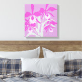 Grafische moderne bloem paarse orchidee canvas afdruk (Insitu (Slaapkamer))