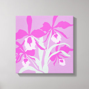Grafische moderne bloem paarse orchidee canvas afdruk