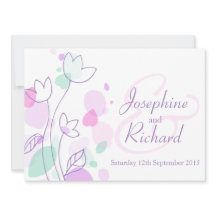 Grafische moderne bloemblaadjes paarse bruiloft ui