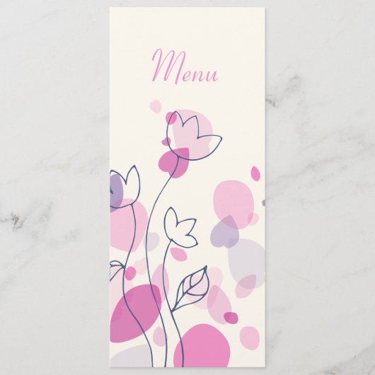 Grafische moderne bloemblaadjes trouw diner menu (Voorkant)
