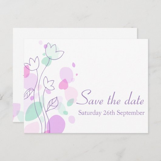Grafische moderne bloembladen bewaren de datumkaar aankondigingskaart (Voorkant / Achterkant)