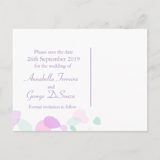 Grafische moderne bloembladen bewaren de datumkaar aankondigingskaart (Achterkant)