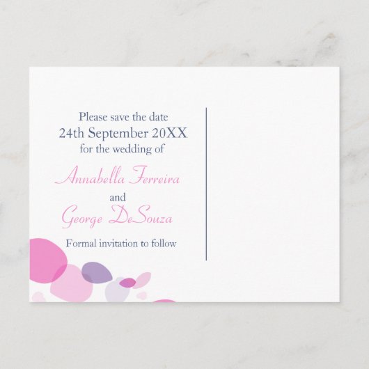 Grafische moderne bloembladen bewaren de datumkaar aankondigingskaart (Achterkant)