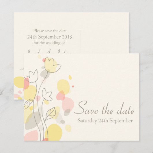 Grafische moderne bloembladen bewaren de datumkaar aankondigingskaart (Voorkant / Achterkant)