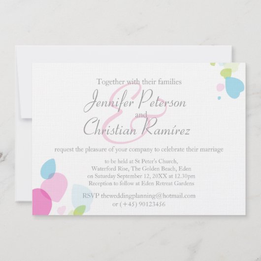 Grafische moderne bloembladen bruiloft kaart (Achterkant)