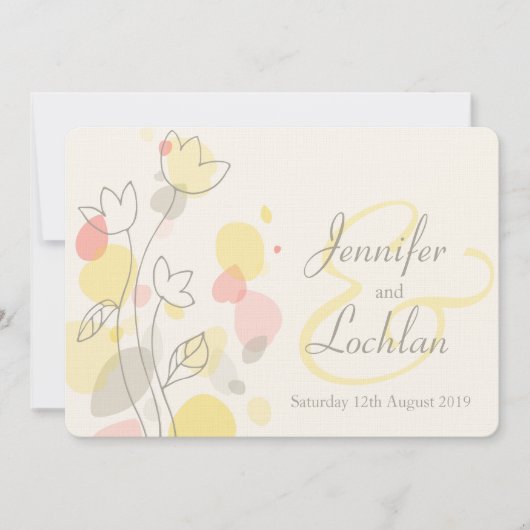 Grafische moderne bloembladen bruiloft kaart (Voorkant)