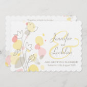 Grafische moderne bloembladen bruiloft kaart (Voorkant / Achterkant)