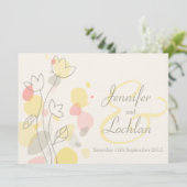 Grafische moderne bloemenbladen trouwuitnodigingen kaart (Staand voorkant)