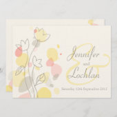 Grafische moderne bloemenbladen trouwuitnodigingen kaart (Voorkant / Achterkant)