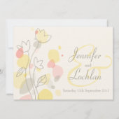 Grafische moderne bloemenbladen trouwuitnodigingen kaart (Voorkant)