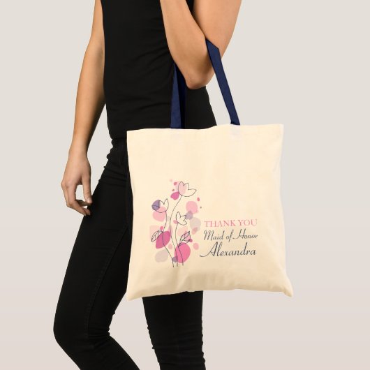 Grafische moderne bloementrouwster met eremtas tote bag (Voorkant (product))