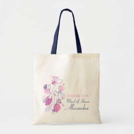 Grafische moderne bloementrouwster met eremtas tote bag