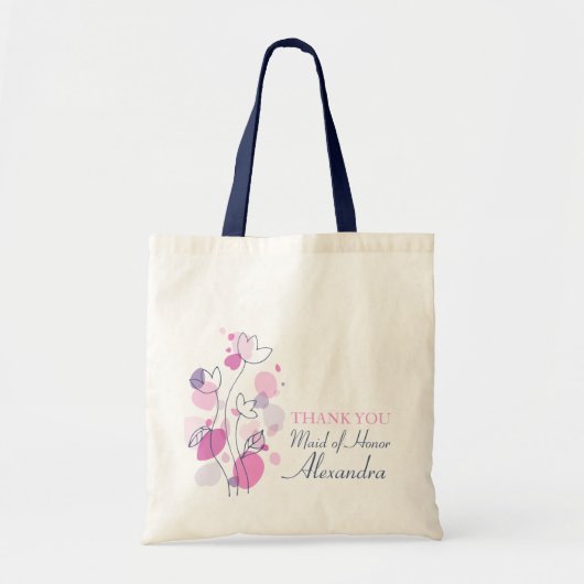 Grafische moderne bloementrouwster met eremtas tote bag (Voorkant)