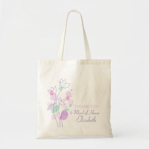Grafische moderne bloementrouwster met eremtas tote bag