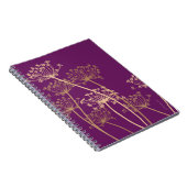 Grafische moderne bloemkervel paarse kunst notitie notitieboek (Rechterzijde)