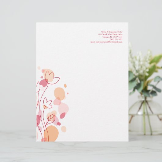 Grafische moderne bloempitten rode briefhoofd (Staand voorkant)