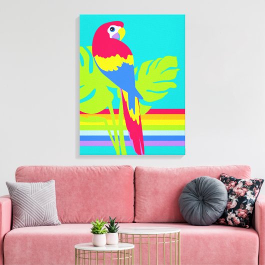 Grafische moderne macaw tropische regenboog canvas (Insitu (Woonkamer))
