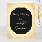 Grafische moderne zwarte en crème Birthday Grandma Kaart (Gele Bloem)