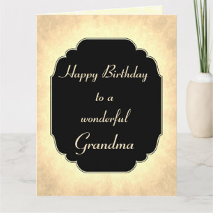 Grafische moderne zwarte en crème Birthday Grandma Kaart
