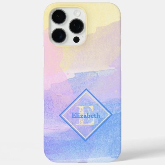 Grafische monogram en naam van pasta-kleuren Water Case-Mate iPhone Case (Achterkant)