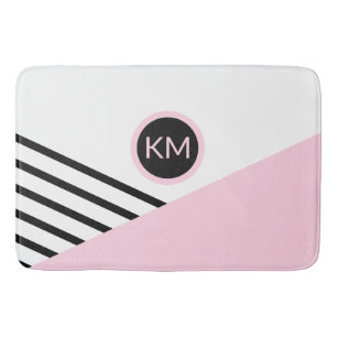 Grafische monogram kleurenblok en stripes Retro Badmat