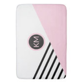 Grafische monogram kleurenblok en stripes Retro Badmat (Voorkant Verticaal)