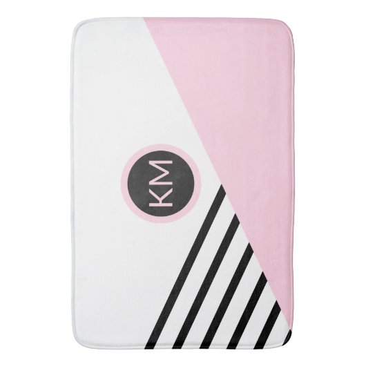 Grafische monogram kleurenblok en stripes Retro Badmat (Voorkant Verticaal)