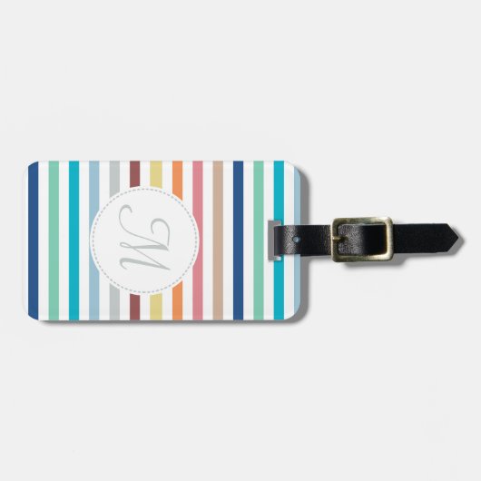 Grafische monogram Pastel Regenbooghorizontale str Bagagelabel (Voorkant horizontaal)