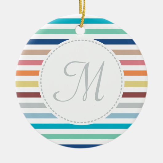 Grafische monogram Pastel Regenbooghorizontale str Keramisch Ornament (Voorkant)