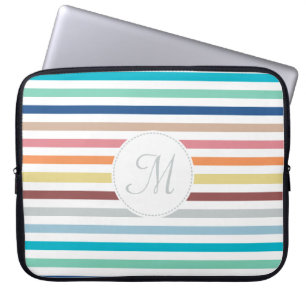 Grafische monogram Pastel Regenbooghorizontale str Laptop Sleeve