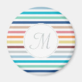 Grafische monogram Pastel Regenbooghorizontale str Magneet (Voorkant)
