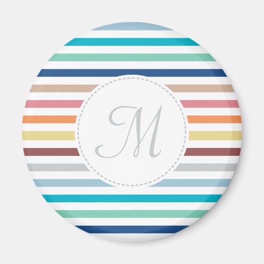 Grafische monogram Pastel Regenbooghorizontale str Magneet (Voorkant)
