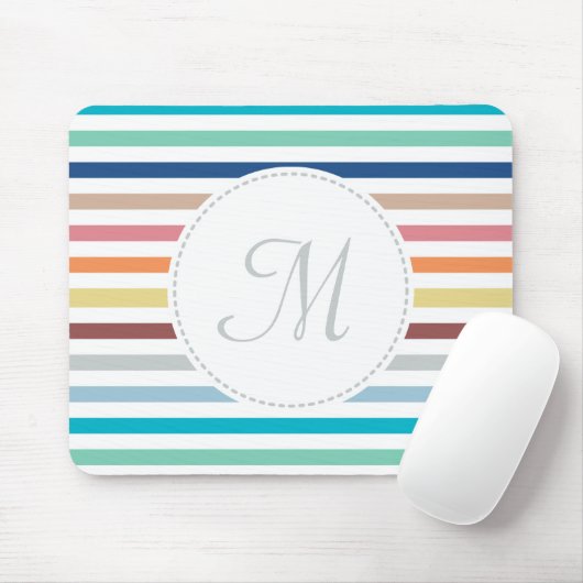 Grafische monogram Pastel Regenbooghorizontale str Muismat (Met muis)