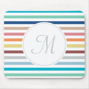 Grafische monogram Pastel Regenbooghorizontale str Muismat