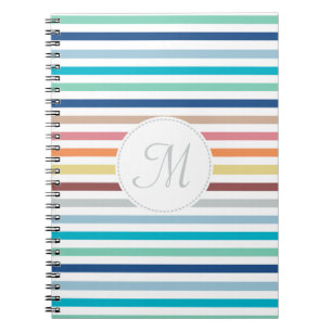 Grafische monogram Pastel Regenbooghorizontale str Notitieboek
