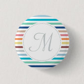 Grafische monogram Pastel Regenbooghorizontale str Ronde Button 3,2 Cm (Voorkant)