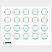 Grafische monogram Pastel Regenbooghorizontale str Ronde Sticker (Vel)