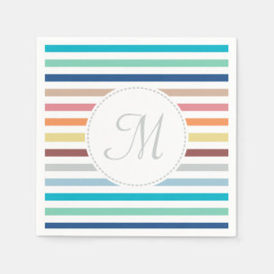 Grafische monogram Pastel Regenbooghorizontale str Servet