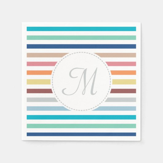 Grafische monogram Pastel Regenbooghorizontale str Servet (Voorkant)