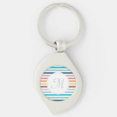 Grafische monogram Pastel Regenbooghorizontale str Sleutelhanger (Voorkant)