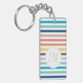 Grafische monogram Pastel Regenbooghorizontale str Sleutelhanger (Voorkant Links)