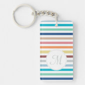 Grafische monogram Pastel Regenbooghorizontale str Sleutelhanger (Voorkant)